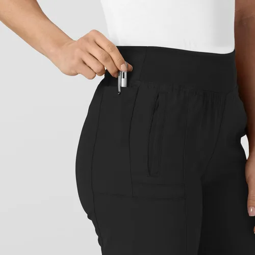 Vista 9 de Pantalón de hospital para mujer con cintura cómoda y estilo jogger, rojo, talla S Negro
