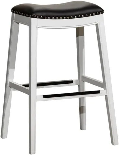 Vista 21 de DTY Indoor Living Durango - Taburete de cuero regenerado, taburete de mostrador de 24 pulgadas, acabado espresso, asiento de cuero negro