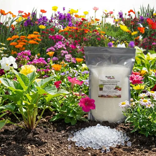 Vista 4 de Soil Vigor - Cristales absorbentes de agua de 50 libras, polímero superabsorbente de potasio (SAP) para césped, jardines y plantas en maceta