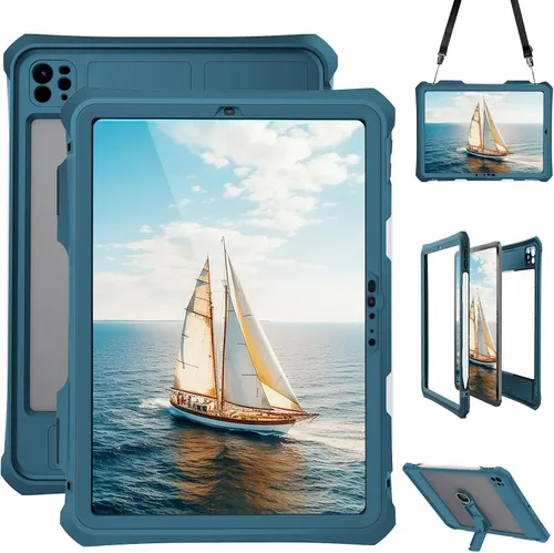 Vista 13 de Funda impermeable compatible con iPad Air de 11 pulgadas (M2)/5ª/4ª generación de 10.9 pulgadas, funda protectora de cuerpo completo con protector