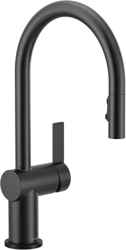 Vista 11 de Moen Cia Grifo de barra moderno color oro cepillado con aumento de potencia y acentos opcionales en negro mate, instalación fácil de un solo mango
