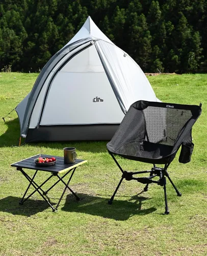 Vista 2 de iClimb Silla plegable ultraligera compacta y antihundimiento, color negro