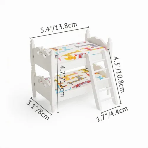 Vista 5 de Odoria 1/12 Litera en miniatura, accesorios para muebles de casa de muñecas