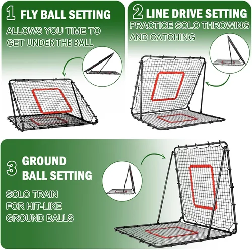 Vista 27 de BaseGoal Baseball Rebounder Net with Pitching Target,Easy Adjustable Angles Multi-Sport Training Rebound Screen, multi-angle pitch back; Strike