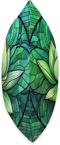 Vista 2 de Aesthetic Lotus Flower Gifts For Yoga Women Cojín abstracto de flores de loto verde con vitrales florales, 16 x 16, multicolor
