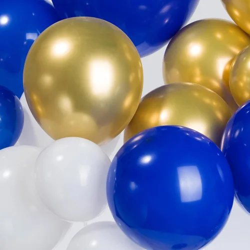 Vista 5 de Kit de arco de guirnalda de globos azul rey y dorado 156 piezas, globos azules, dorados, blancos con estrellas para boda, príncipe, baby shower