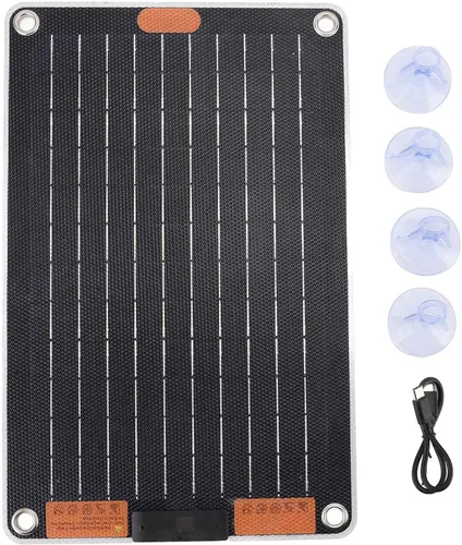 Vista 5 de Drfeify Cargador de panel solar de 30 W, tecnología monocristalina, carga rápida para teléfonos, ideal para acampar y viajar
