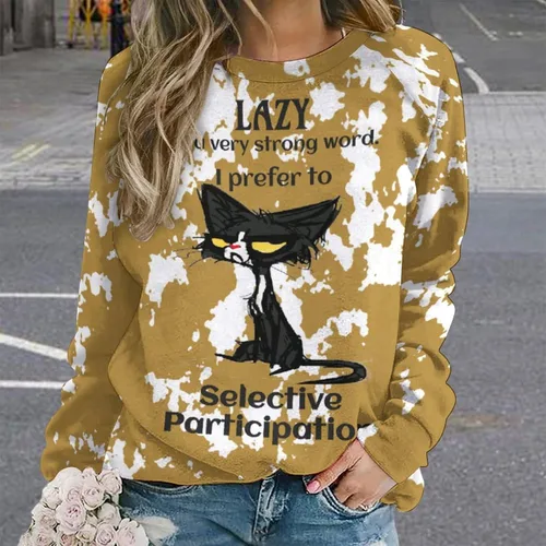 Vista 2 de QANSI Blusa de manga larga para mujer, cuello redondo, casual, holgada, para mujer