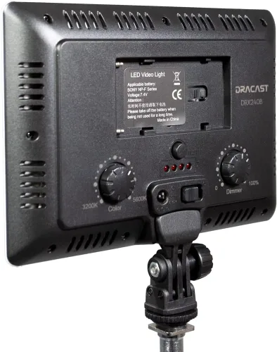 Vista 2 de Dracast X Series LED 240 Luz de video LED bicolor para cámara 3200K - 5600K CCT bicolor ajustable 0%-100% regulable para cámaras DSLR - Sony
