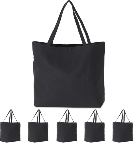 Vista 13 de Koolmox Bolsas de lona con cremallera, paquete de 6 bolsas de algodón de 17 x 14 pulgadas con parte inferior plana, bolsas de compras reutilizables