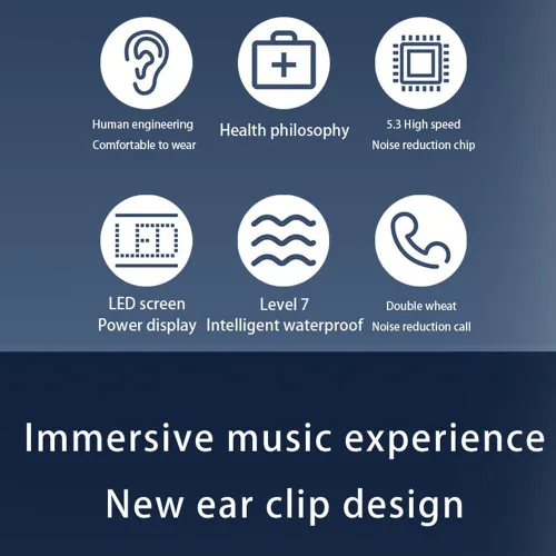 Vista 7 de Auriculares inalámbricos de oreja abierta Bluetooth con clip en mini auriculares estuche de carga para auriculares deportivos de conducción ósea