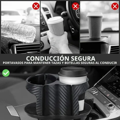 Vista 5 de Reofrey - Portavasos multifuncional 2 en 1 para automóvil, adaptador expansor con soporte doble universal, soporte ajustable, boca elástica