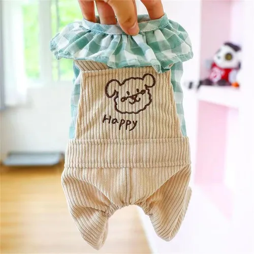 Vista 4 de Overol para perro, trajes de cuerpo para cachorros, ropa para perros pequeños, ropa ligera para perros, ropa para cachorros para perros y gatos Verde
