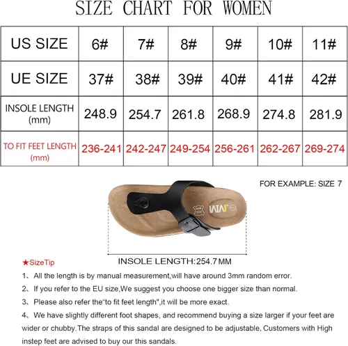 Vista 9 de Sandalias cómodas para mujer, sandalias de gamuza de vaca con plantilla de corcho para mujer con hebilla de correa ajustable, sandalias de playa