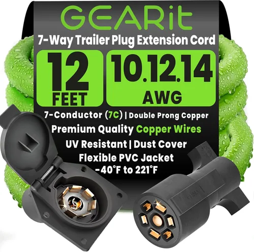 Vista 13 de GEARit Cable de extensión para remolque de 7 vías (1 pie) Enchufe de remolque de 7 pines Cable en línea Arnés de cables Conector de clavijas dobles