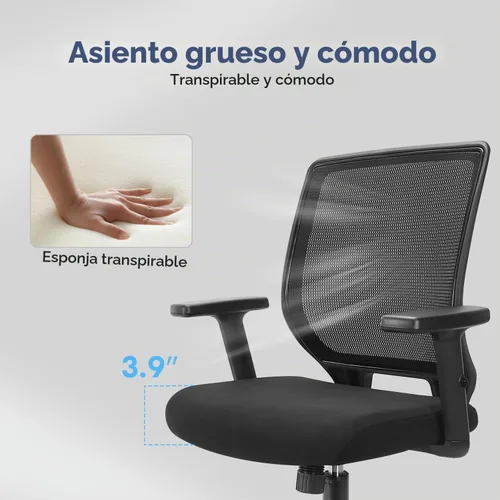 Vista 7 de [Usado] Silla ergonómica de oficina, silla de escritorio de malla para el hogar con brazos ajustables, sillas de computadora con respaldo medio