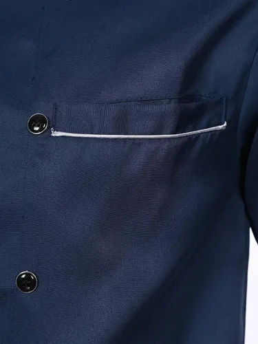 Vista 6 de Aislor Abrigo de chef de manga larga, ropa de chef para mujeres y hombres, abrigos de chef con botones, chaqueta de chef personalizada