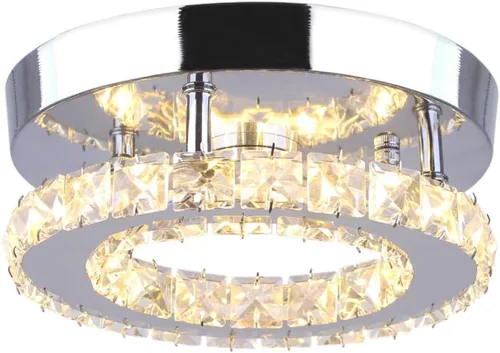 Vista 11 de Candelabro Moderno de Cristal de Montaje Empotrado de Dos Capas Candelabros de Cristal Accesorio de Lámpara de Techo LED Mini Candelabros