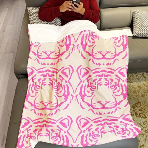 Vista 4 de SXCHEN Mantas de felpa para sofá cama de 60 x 80 pulgadas, diseño de tigre rosa
