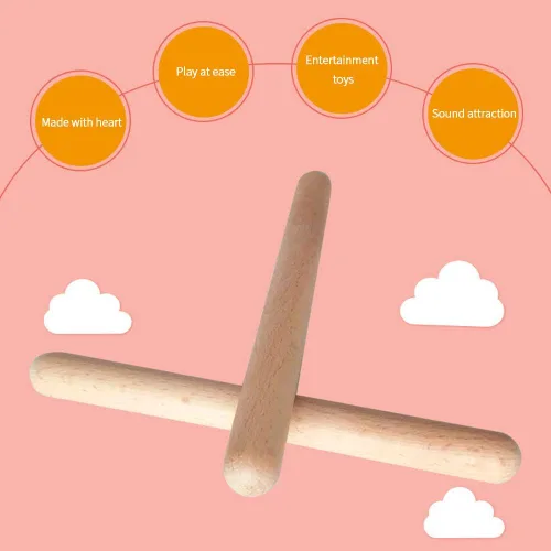 Vista 5 de Claves de madera clásica, instrumento de percusión musical, ritmo de 7.8 pulgadas de ritmo de madera dura natural, palillos de ritmo mejor que