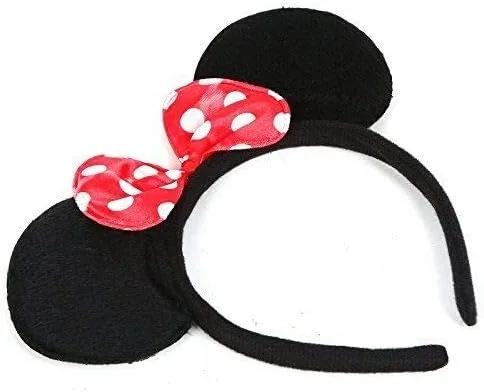 Vista 2 de 1 diadema con orejas de ratón de lunares, diadema para adultos, disfraz de ratón con espalda sólida, lazo rojo y rosa para niñas y niños, fiesta