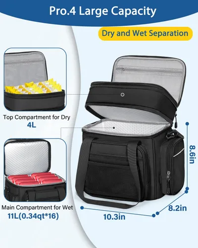 Vista 5 de Lonchera ampliable, bolsa enfriadora – Bolsa de almuerzo aislada resistente para hombres y mujeres – Lonchera grande para adultos para el trabajo