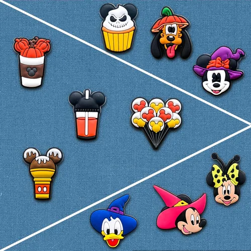 Vista 4 de 25 dijes de zapatos de Halloween para zuecos, diferentes sandalias a juego, pulseras y pulseras, bonitos dijes de zapatos de dibujos animados
