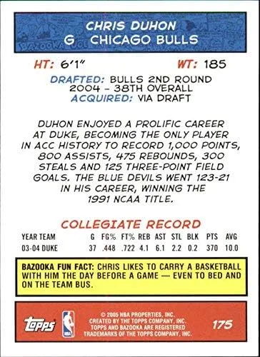 Vista 2 de 2004-05 Bazooka Mini #175 Chris Duhon NBA Basketball Trading Card