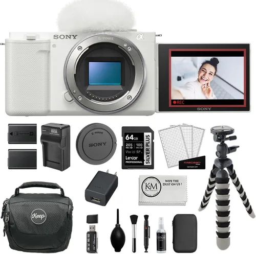 Vista 10 de Sony ZV-E10 Cámara sin espejo con lente de 0.630-1.969 in Paquete negro con tarjeta de memoria de 64 GB, filtro UV, flexípode de 8 pulgadas