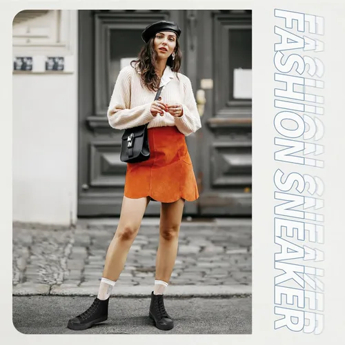 Vista 6 de Zapatillas altas para mujer, zapatos de lona blanca, tops altos, zapatos casuales con cordones