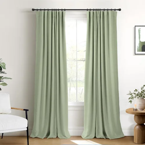 Vista 46 de INOVADAY Cortinas térmicas para puerta corredera 100% opacas para dormitorio, cortinas de puerta corrediza de vidrio extra anchas para patio, lino