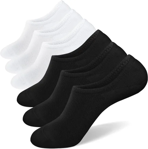 Vista 11 de SIXDAYSOX Calcetines invisibles para hombre, paquete de 6/8 unidades, de algodón, finos, corte bajo, antideslizantes para zapatos planos, tenis