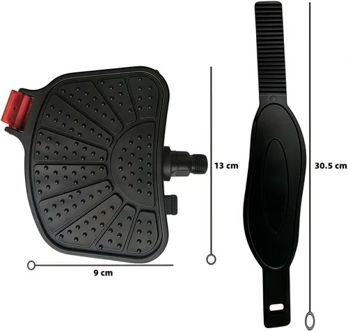 Vista 3 de YBEKI Pedales de bicicleta estática de grado profesional, eje de 9/16 pulgadas y 1/2 pulgadas, correas ajustables, se adapta a bicicletas