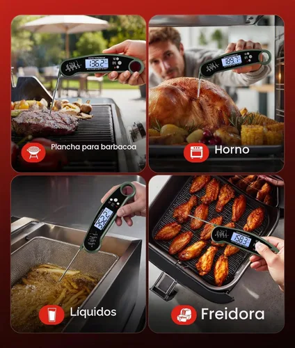 Vista 6 de Termómetro digital de lectura instantánea para carne, termómetro de Verde