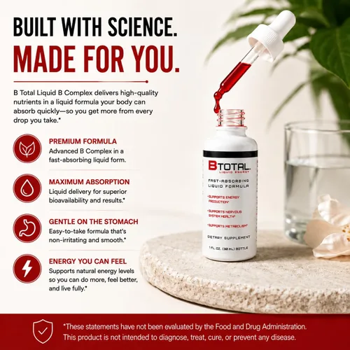 Vista 4 de Sublingual Vitamina B Complex - Gotas líquidas, B12, baya, 2 onzas líquidas Fast sublingual liquid B-complex with B12 for energy, brain & focus