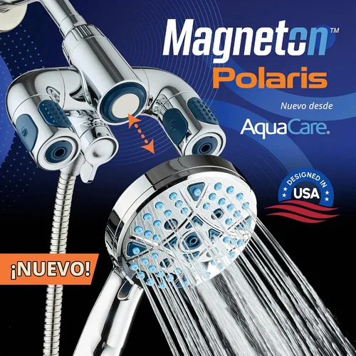 Vista 2 de AquaCare Polaris - Cabezal de ducha de alta presión de múltiples zonas con 208 ajustes y sistema de combinación de 3 vías con mango de acoplamiento