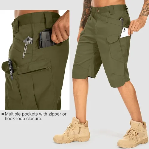 Vista 3 de Jessie Kidden Pantalones cortos tácticos para hombre, elásticos, para exteriores, resistentes al desgaste, rasgaduras, parada, trabajo, senderismo