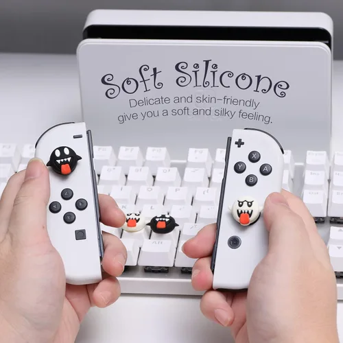 Vista 5 de Switch Thumb Grips Ghost, bonitos agarres luminosos para el pulgar Nintendo Switch, funda de silicona suave compatible con Nintendo SwitchSwitch