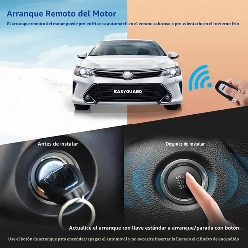 Vista 8 de EASYGUARD EC002-NS PKE Sistema de alarma de coche de entrada sin llave pasiva arranque remoto botón de parada de arranque NFC bloqueo desbloqueo