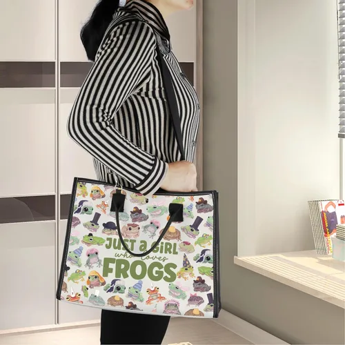 Vista 6 de LEVLO Bolsa de maquillaje cosmética de rana divertida, regalo para amantes de los animales, solo una chica que ama a las ranas, bolsa de maquillaje