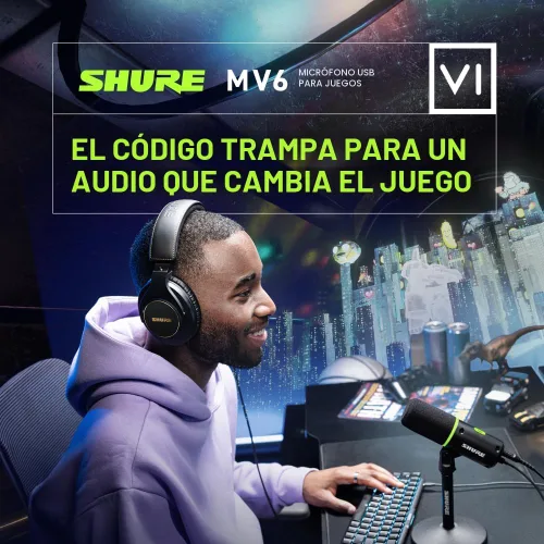 Vista 5 de Shure MV6 Micrófono para Juegos – Micrófono USB Dinámico para Juegos y Transmisiones de PC con Silencio táctil, Cancelación de Ruido, Soporte