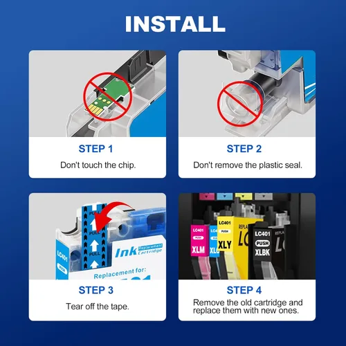 Vista 7 de LC401XL - Cartuchos de tinta de alto rendimiento (paquete de 4), no compatibles con impresoras Brother LC-401XL LC401 XL MFC-J1010DW MFC-1012DW