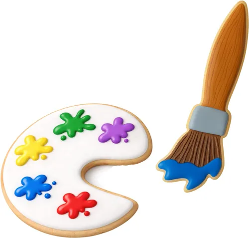 Vista 3 de Love To Paint - Juego de 2 cortadores de galletas – Paleta de artista, brocha de pintura, cortadores de galletas hechos a mano en los Estados Unidos