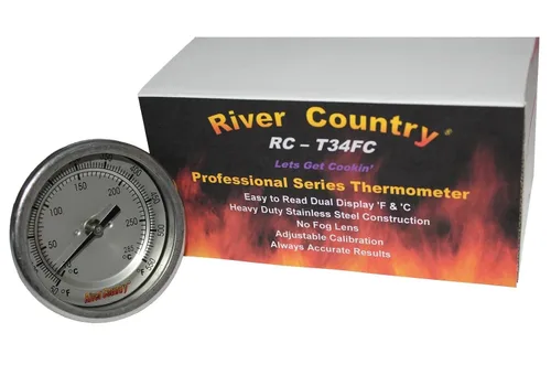 Vista 2 de River Country (RC-T34FC) de doble rango ajustable F & C BBQ, parrilla, ahumador, termómetro medidor de temperatura (50-550)