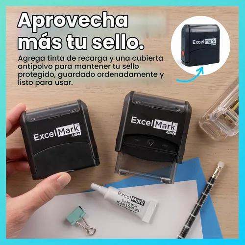 Vista 7 de ExcelMark Sello de dirección de devolución personalizado – Sello de goma autoentintado personalizado (mediano, Great Vibes)