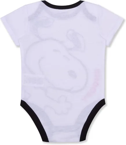 Vista 3 de Peanuts Snoopy Boys Short Sleeve Bodysuit and Jogger Set for Newborn and Infant BlackWhite