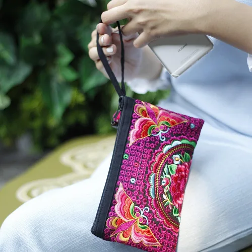 Vista 20 de Sabai Jai - Bolso de pulsera para teléfono inteligente - Carteras de embrague bordadas a mano Boho