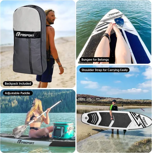 Vista 6 de FBSPORT Tabla de remo de pie prémium de 11 pies, tabla de yoga con accesorios de SUP y bolsa de transporte, amplia posición, control de surf