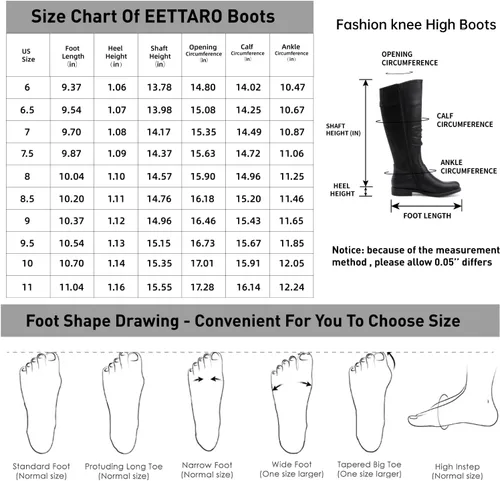Vista 6 de EETTARO Botas de media pantorrilla para mujer, botas elásticas de tacón bajo hasta la rodilla, botas de invierno con cremallera lateral