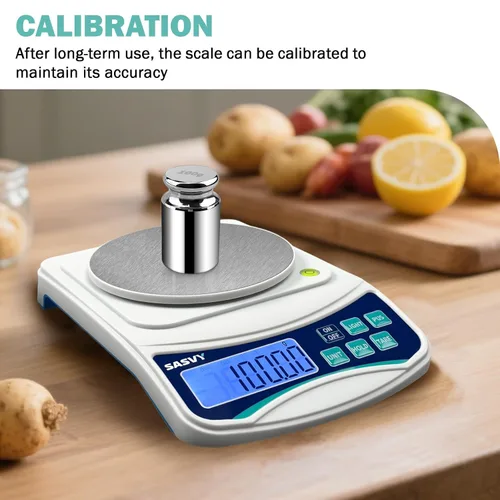 Vista 5 de Balanza Digital de Laboratorio 1000g x 0.01g, Balanza Analítica Electrónica de Precisión para Laboratorio, Joyería, Cocina, Incluye Peso de 100g y 2